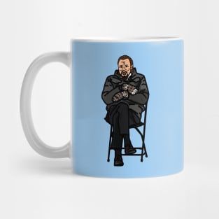 Laughing Leonardo in Bernie Sanders Mittens Memes Mug